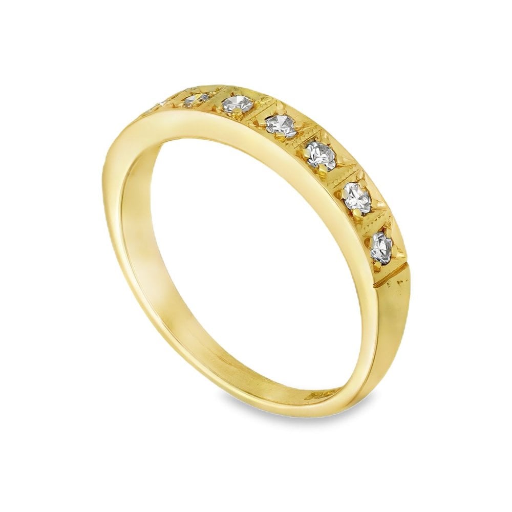 18ct Yellow Gold Diamond Half-Eternity Ring - Size L