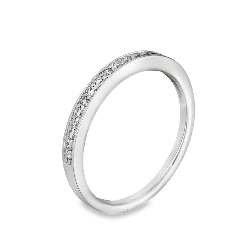 9ct White Gold 0.10ct Diamond Half-Eternity Ring - Size K½