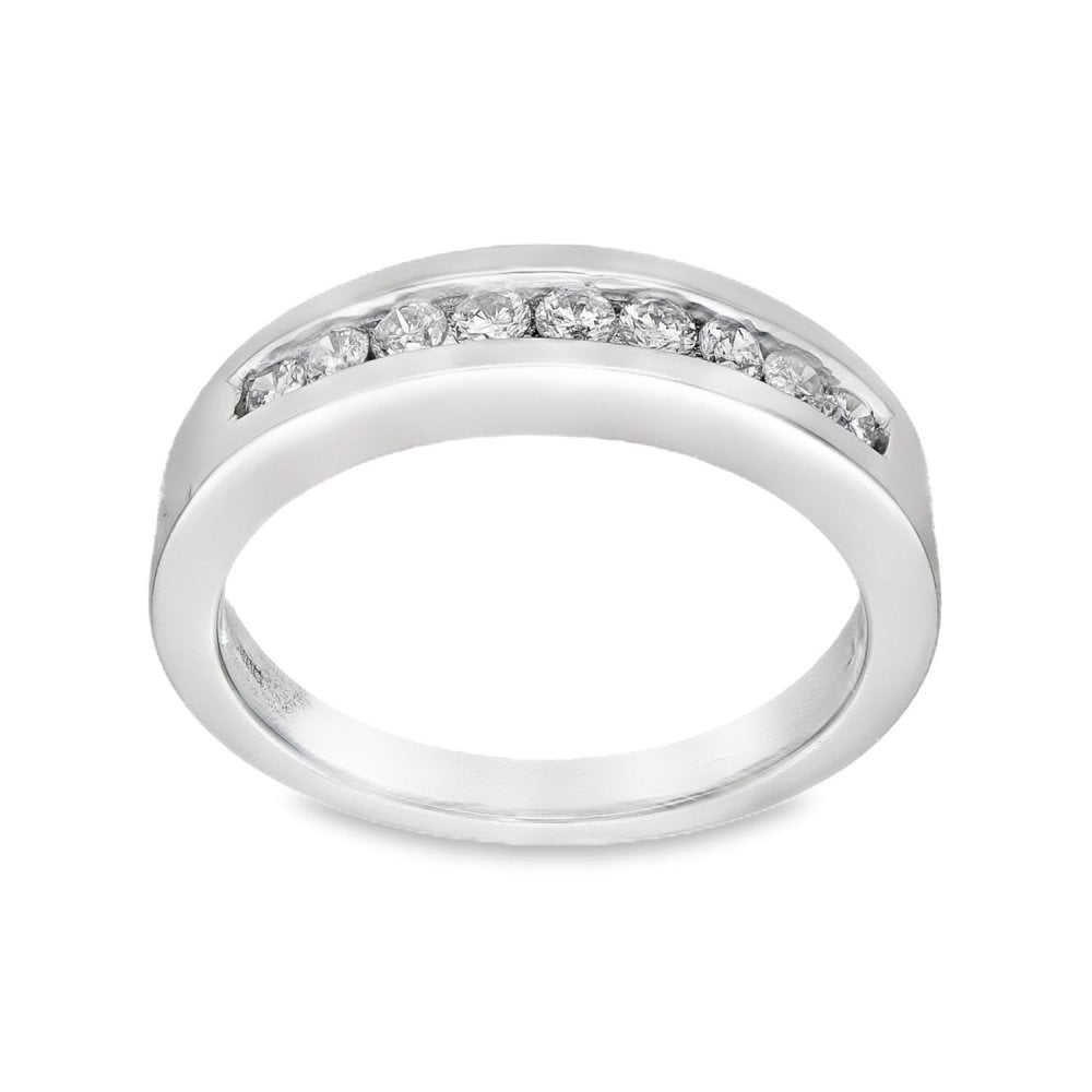 9ct White Gold Diamond Channel Set Ring - Size N - 0.35ct
