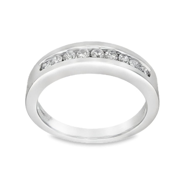 9ct White Gold Diamond Channel Set Ring - Size N - 0.35ct