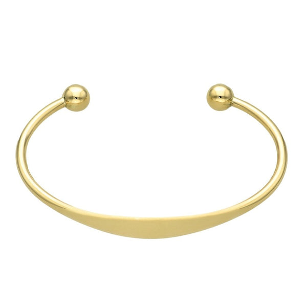 9ct Yellow Gold Identity Bar Torque Bangle - 12.8g