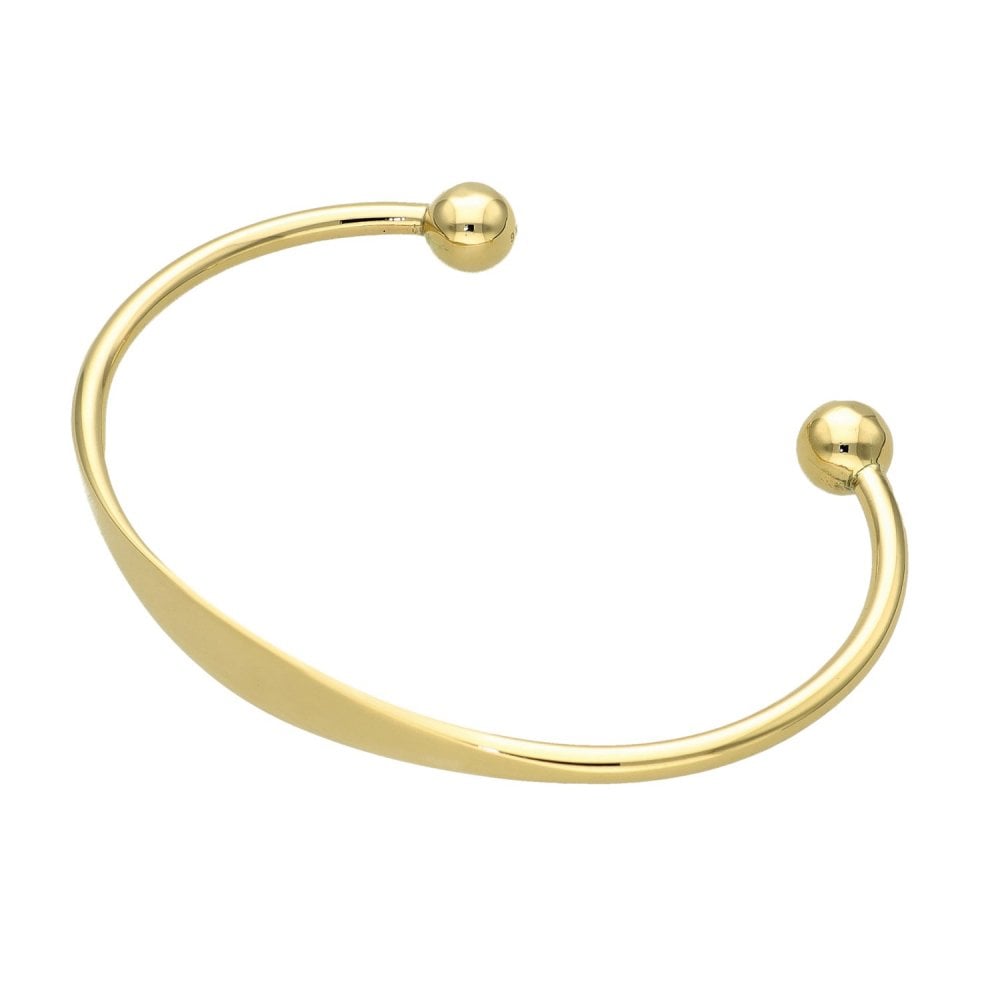 9ct Yellow Gold Identity Bar Torque Bangle - 12.8g