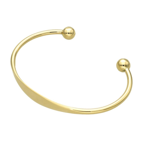 9ct Yellow Gold Identity Bar Torque Bangle - 12.8g