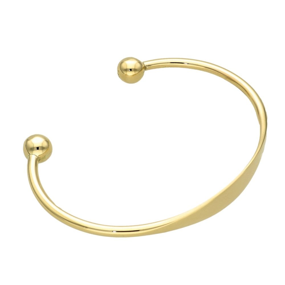 9ct Yellow Gold Identity Bar Torque Bangle - 12.8g