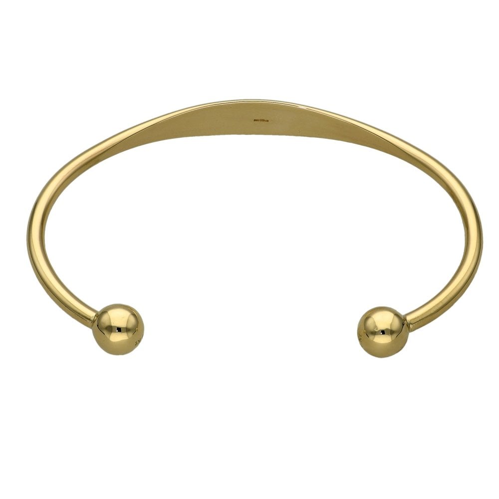 9ct Yellow Gold Identity Bar Torque Bangle - 12.8g