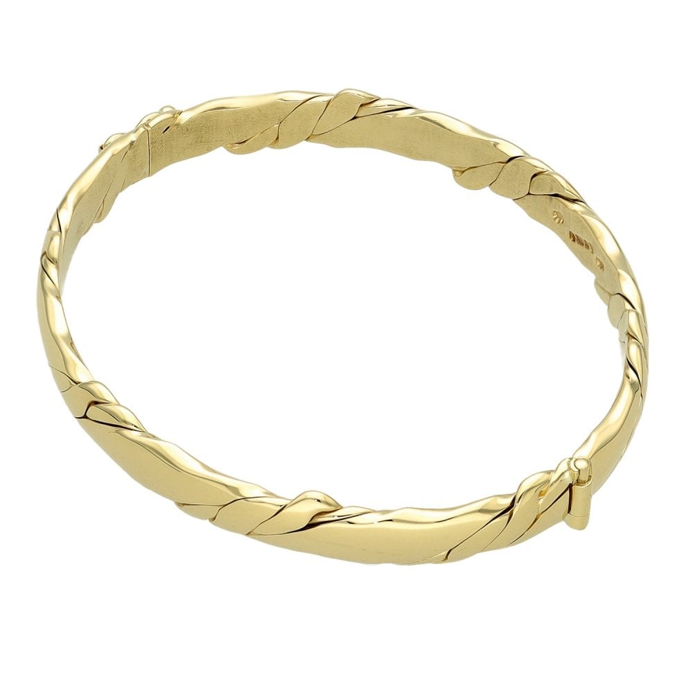 9ct Yellow Gold Fancy Bangle - 16cm - 22.4g