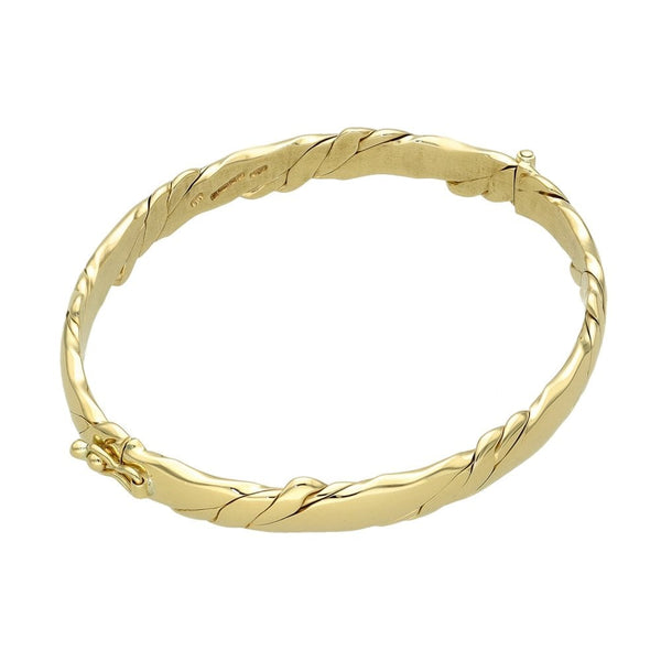 9ct Yellow Gold Fancy Bangle - 16cm - 22.4g