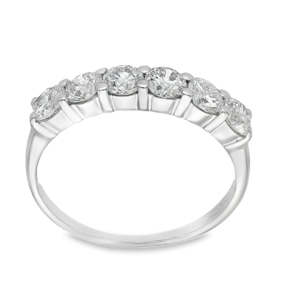 18ct White Gold Half-Eternity Diamond Ring - Size L - 0.90ct