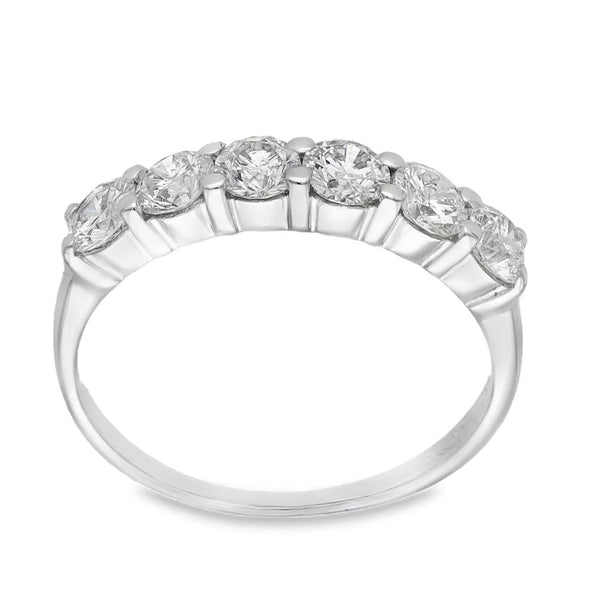 18ct White Gold Half-Eternity Diamond Ring - Size L - 0.90ct