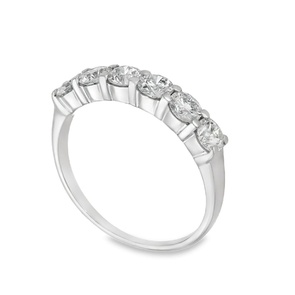18ct White Gold Half-Eternity Diamond Ring - Size L - 0.90ct