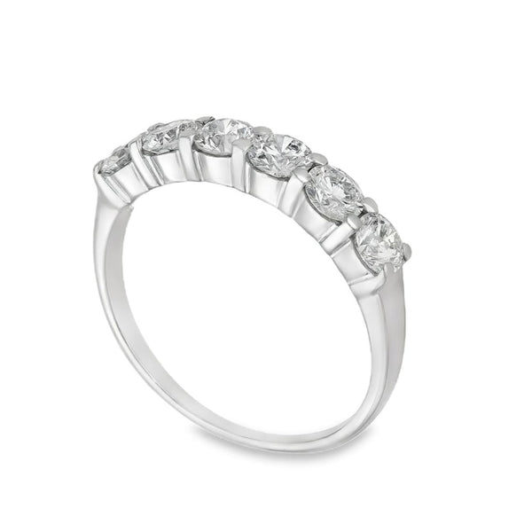 18ct White Gold Half-Eternity Diamond Ring - Size L - 0.90ct
