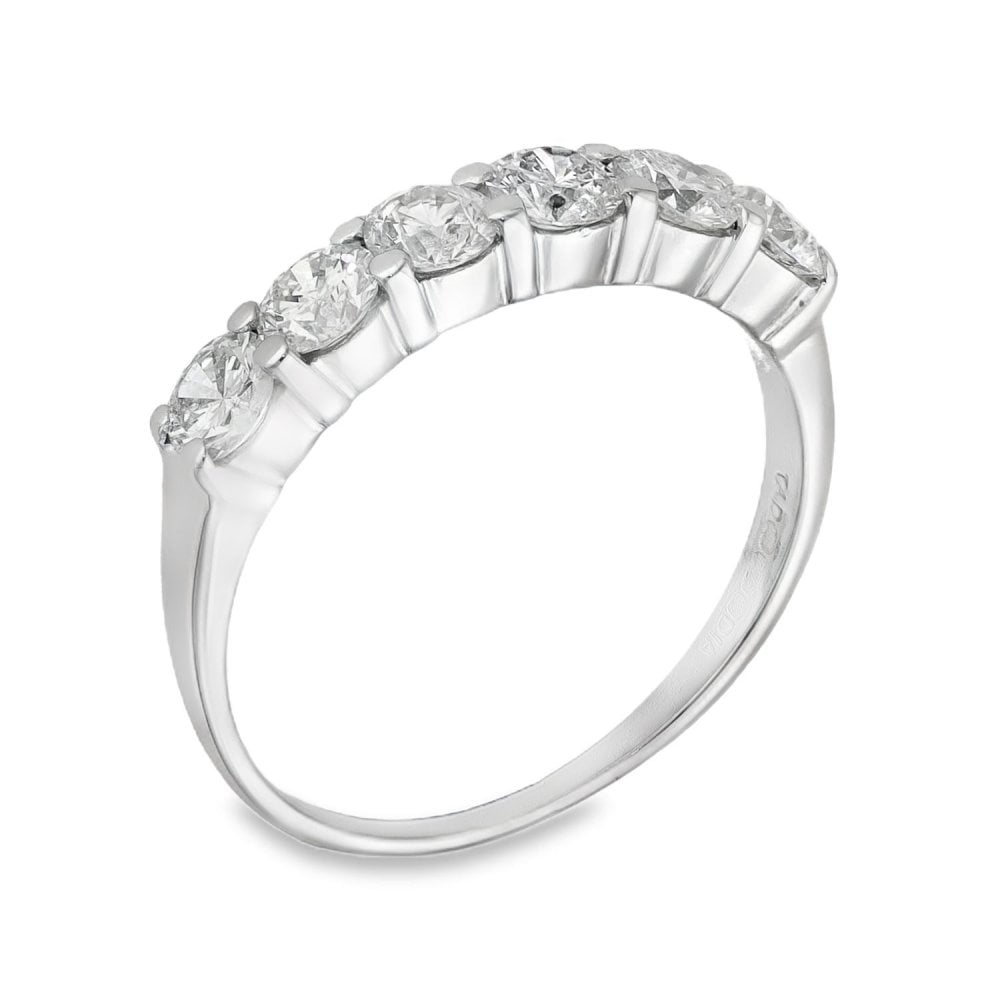 18ct White Gold Half-Eternity Diamond Ring - Size L - 0.90ct
