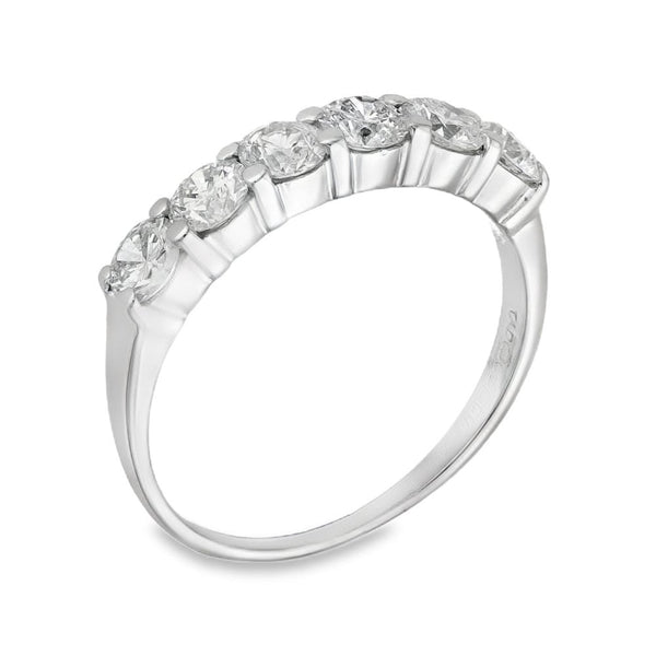 18ct White Gold Half-Eternity Diamond Ring - Size L - 0.90ct