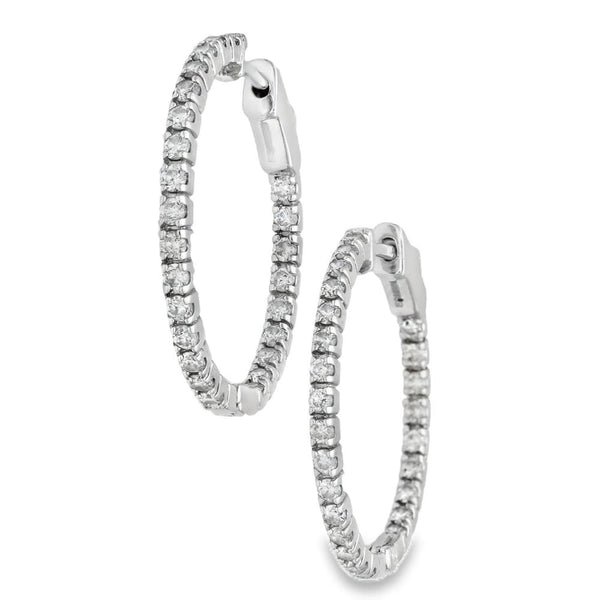 14ct White Gold 0.75ct Diamond Hoop Earrings - 4.3g
