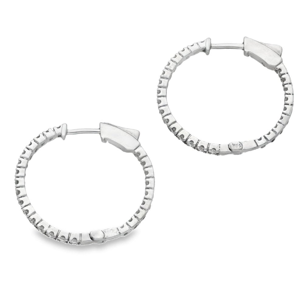 14ct White Gold 0.75ct Diamond Hoop Earrings - 4.3g