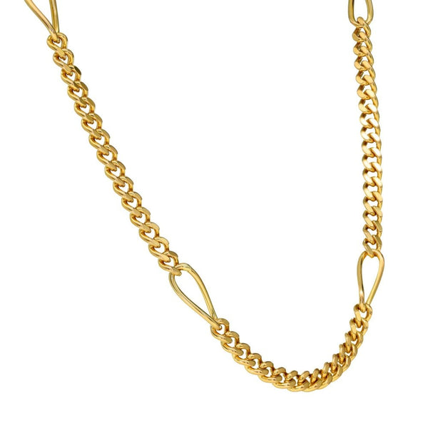 9ct Yellow Gold Fancy Curb Chain - 28" - 29.2g