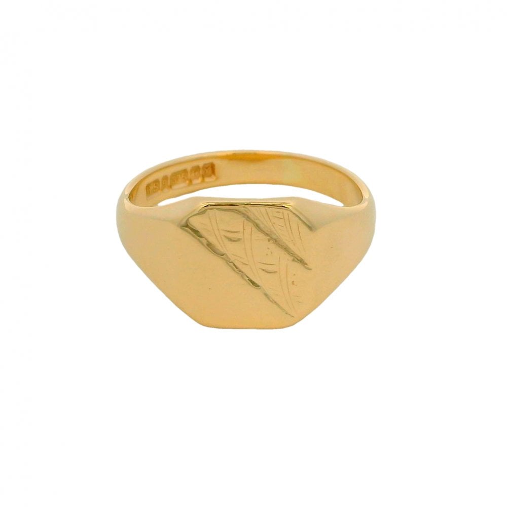 9ct Yellow Gold Signet Ring - Size S½ - 5.4g
