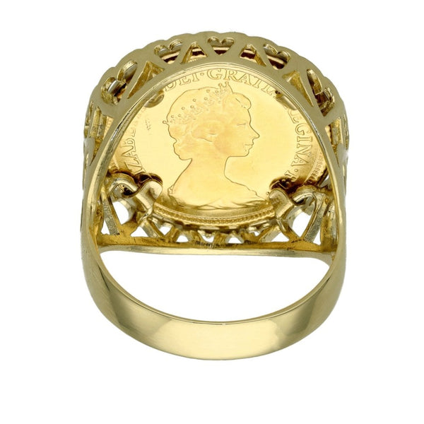 1982 Half Sovereign Coin Ring - Size T - 9.0g