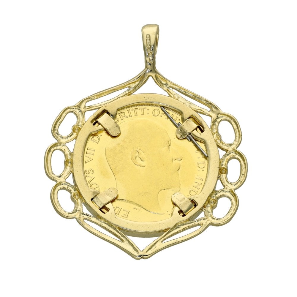 1907 Half Sovereign Coin Pendant - 30x36x5mm - 7.5g