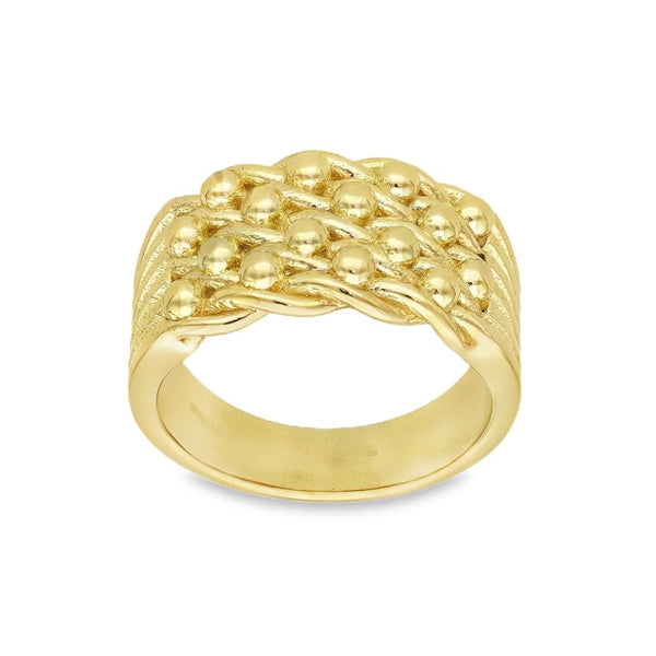 Gents 9ct Yellow Gold Heavy Shot Ring - Size W½ - 14.8g