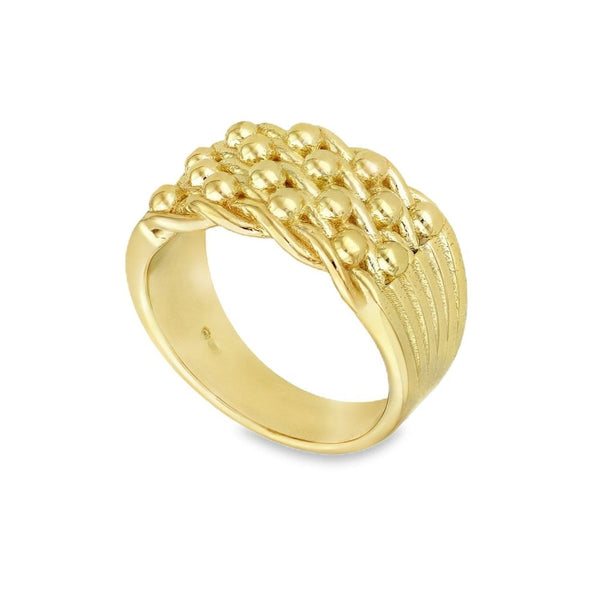 Gents 9ct Yellow Gold Heavy Shot Ring - Size W½ - 14.8g