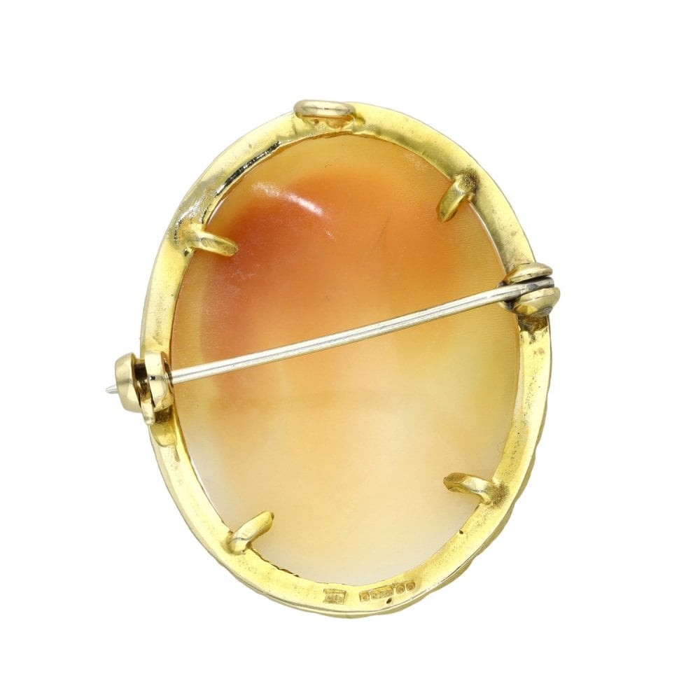 9ct Yellow Gold Cameo Brooch - 27x34x10mm - 5.2g