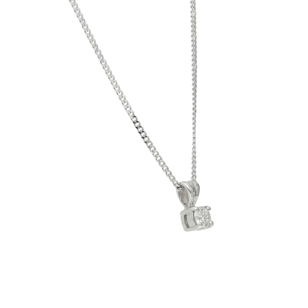 18ct White Gold Curb Chain & Diamond Pendant 0.25ct - 18"
