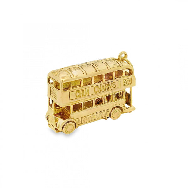 9ct Yellow Gold Double-Decker Bus Charm - 38x18x10mm - 13.2g