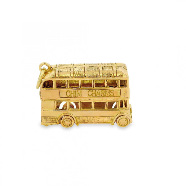 9ct Yellow Gold Double-Decker Bus Charm - 38x18x10mm - 13.2g