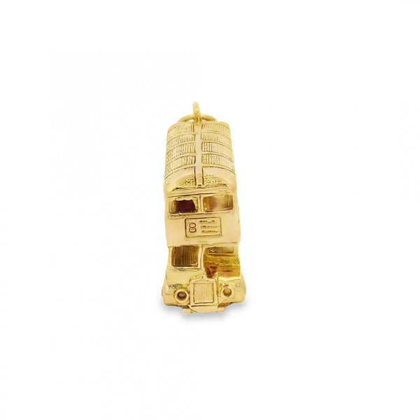 9ct Yellow Gold Double-Decker Bus Charm - 38x18x10mm - 13.2g