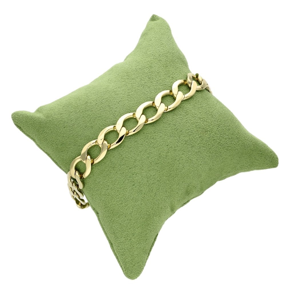 9ct Yellow Gold Curb Bracelet - 9.5" - 27.5g