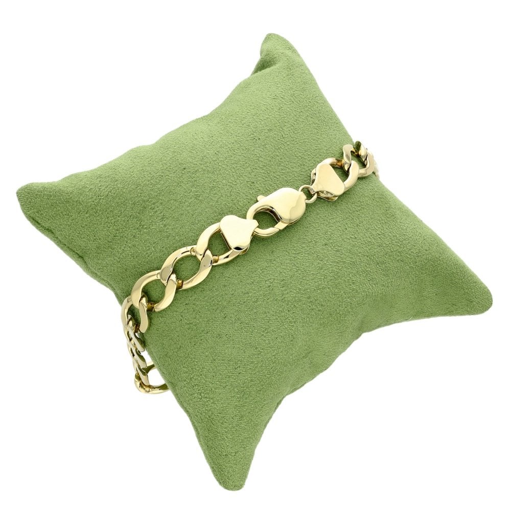 9ct Yellow Gold Curb Bracelet - 9.5" - 27.5g