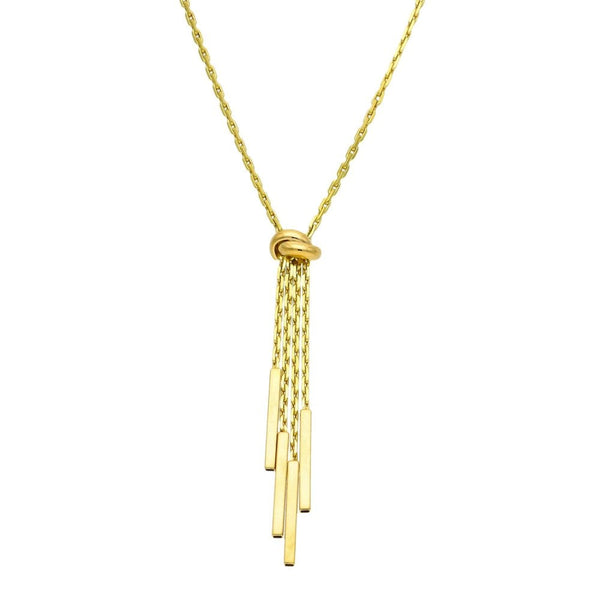 9ct Yellow Gold Trace Chain & Bar Drop Pendant - 16" - 11.5g