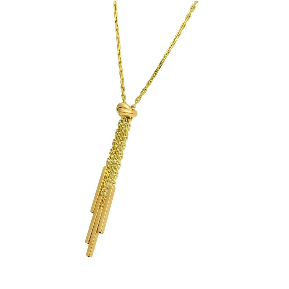 9ct Yellow Gold Trace Chain & Bar Drop Pendant - 16" - 11.5g