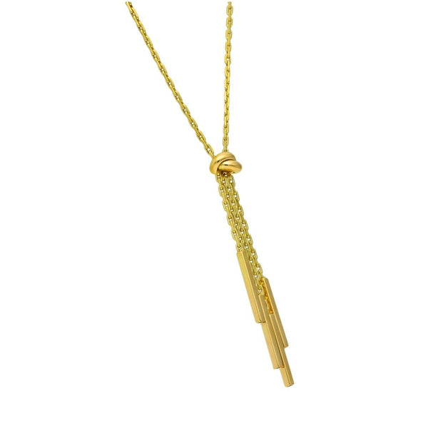 9ct Yellow Gold Trace Chain & Bar Drop Pendant - 16" - 11.5g