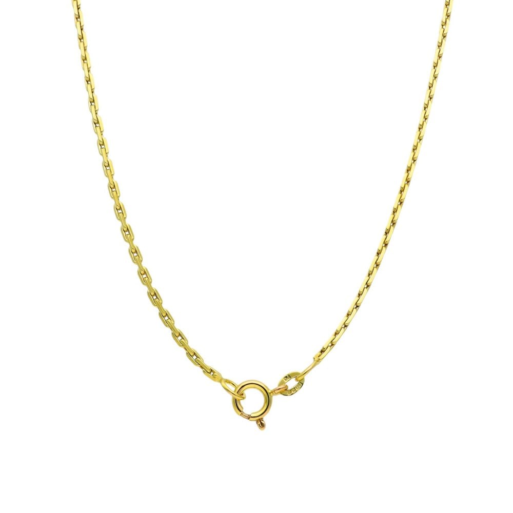 9ct Yellow Gold Trace Chain & Bar Drop Pendant - 16" - 11.5g