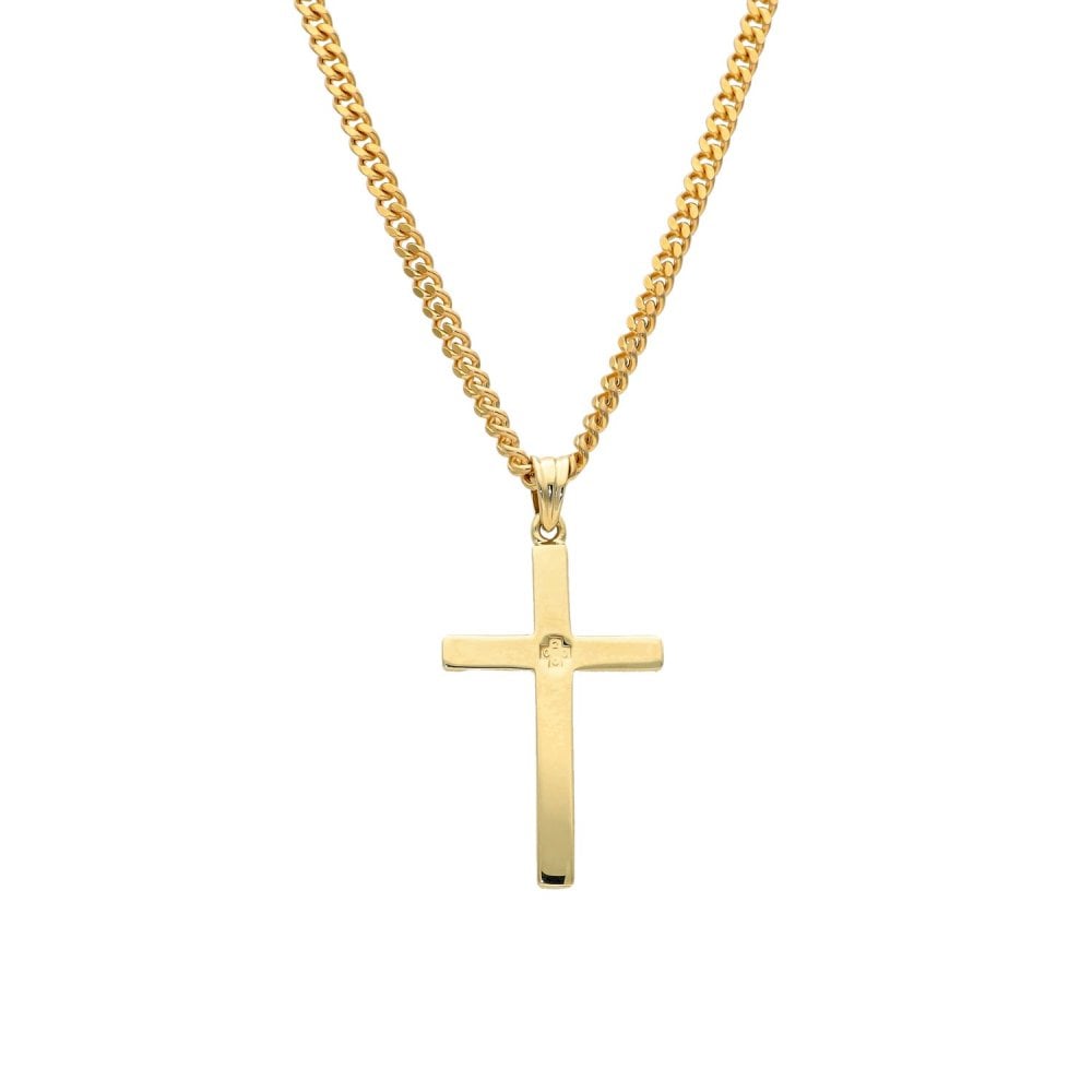 9ct Yellow Gold Cross Pendant & Chain - 24" - 17.0g