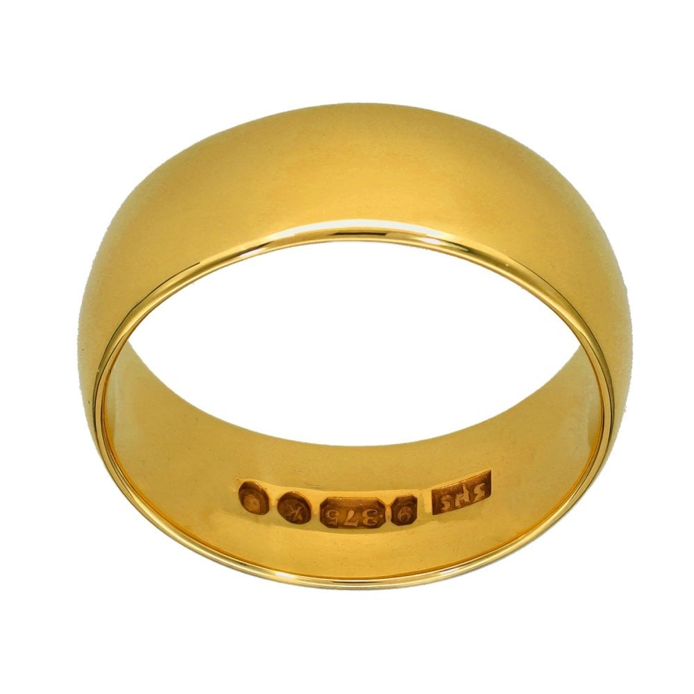 Gents 9ct Yellow Gold Wedding Band - Size V½ - 9mm
