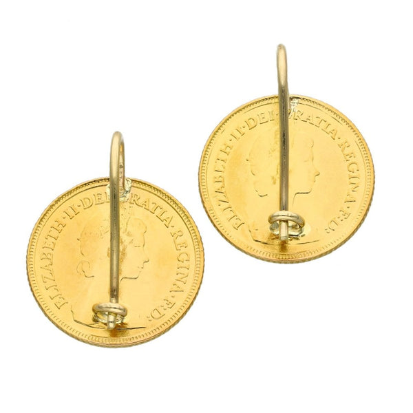 1982 Yellow Gold Half Sovereign Coin Earrings - 8.7g
