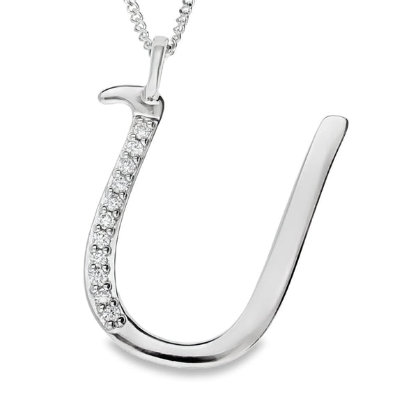 9ct Gold Diamond Initial Pendant & Chain