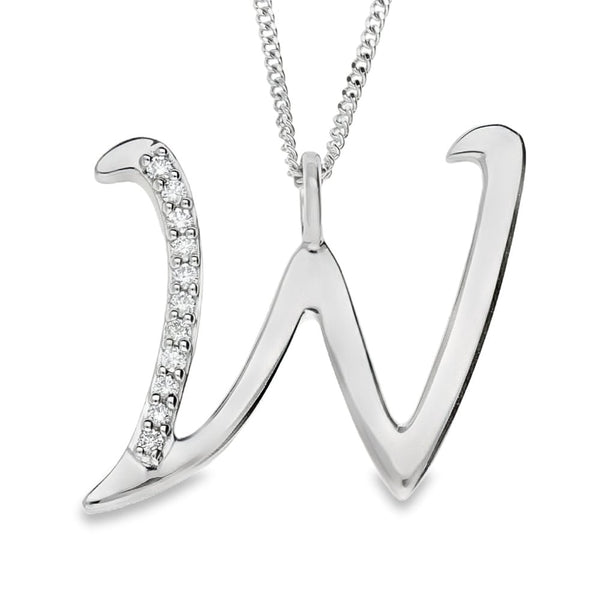 9ct Gold Diamond Initial Pendant & Chain