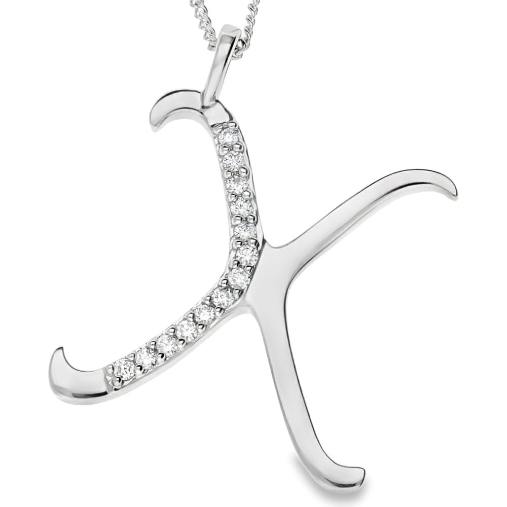 9ct Gold Diamond Initial Pendant & Chain
