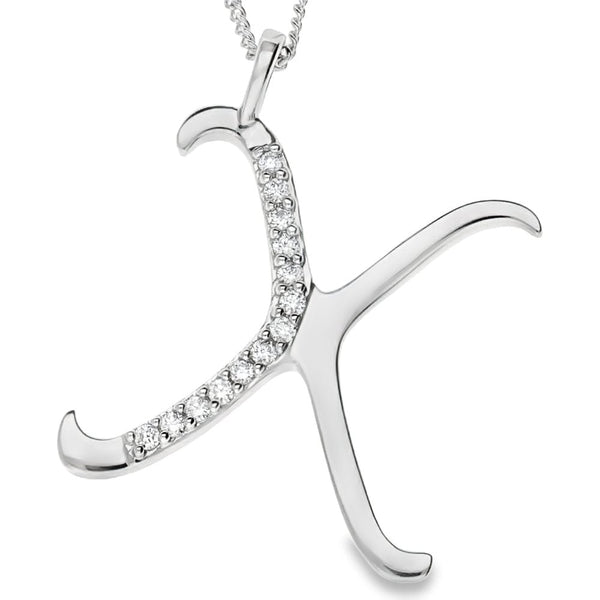 9ct Gold Diamond Initial Pendant & Chain