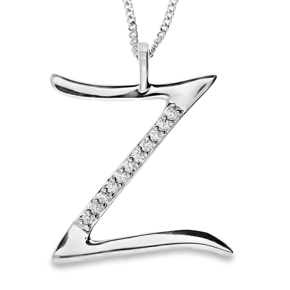 9ct Gold Diamond Initial Pendant & Chain