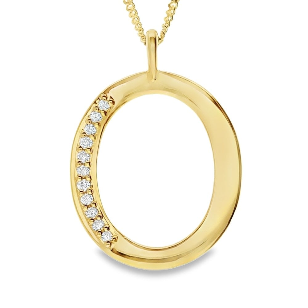 9ct Gold Diamond Initial Pendant & Chain