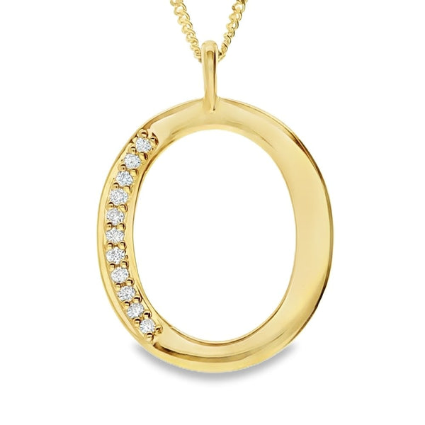 9ct Gold Diamond Initial Pendant & Chain