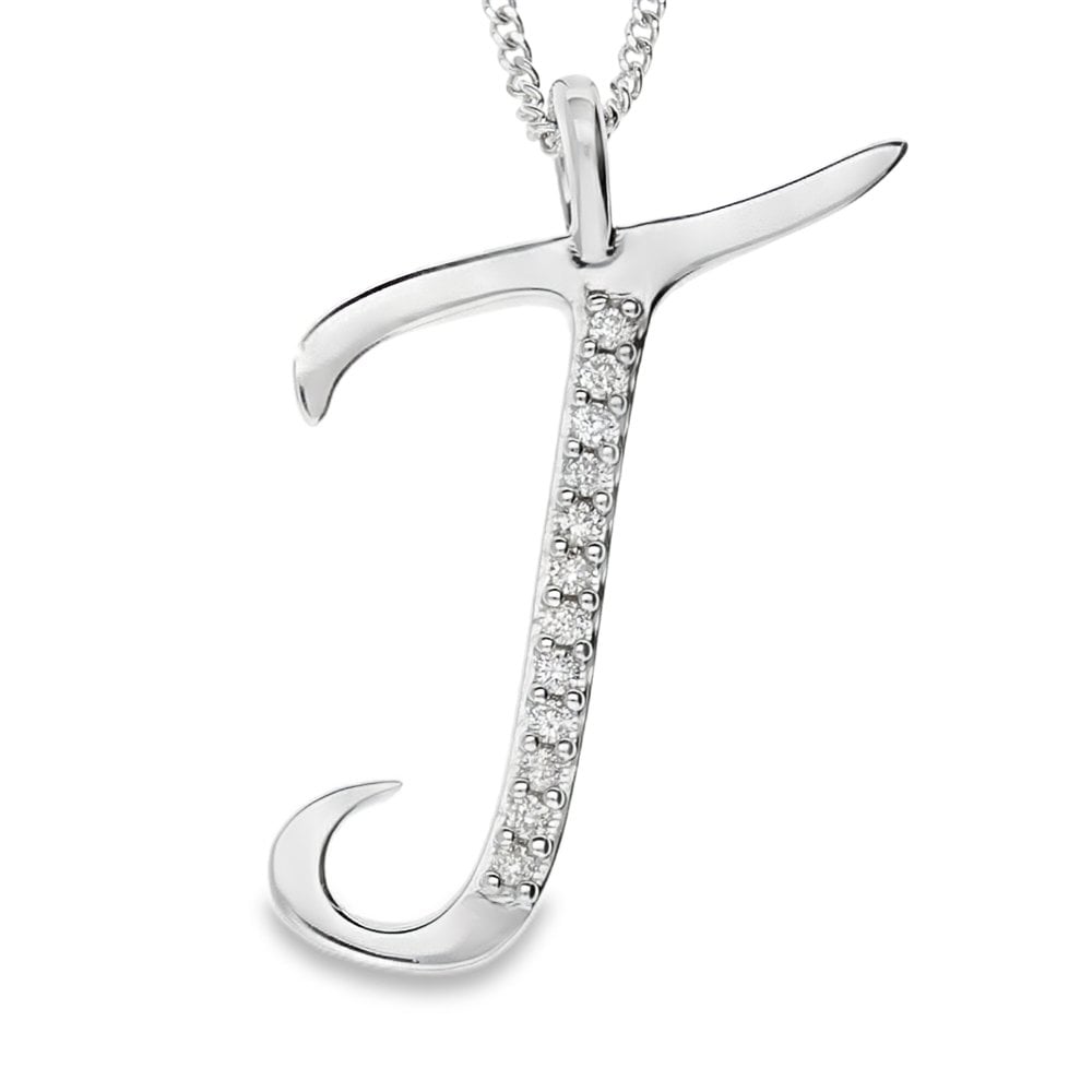 9ct Gold Diamond Initial Pendant & Chain