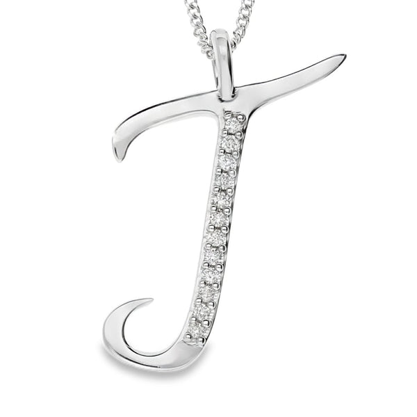 9ct Gold Diamond Initial Pendant & Chain