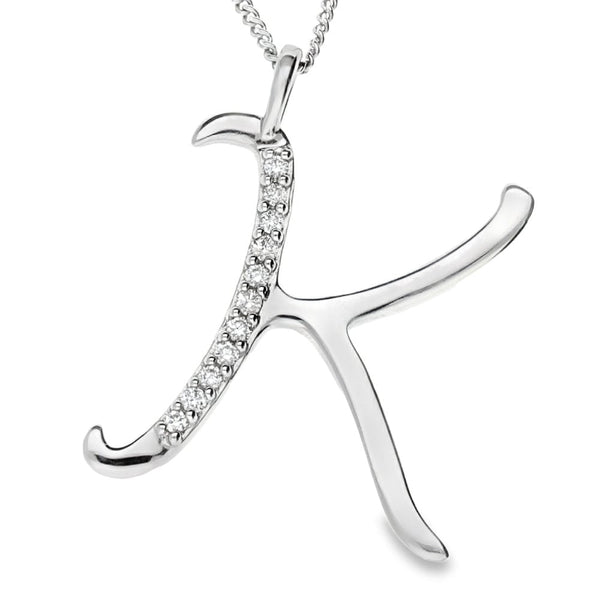 9ct Gold Diamond Initial Pendant & Chain