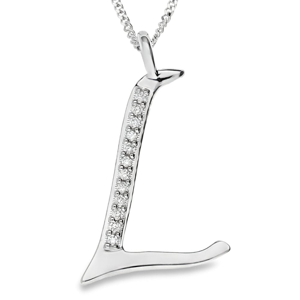 9ct Gold Diamond Initial Pendant & Chain